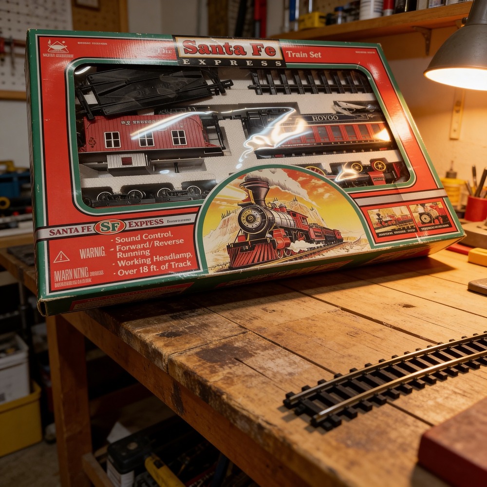 New Bright Santa Fe Express Train Set No 186 Vintage 1999 Sound Headlamp 18ft